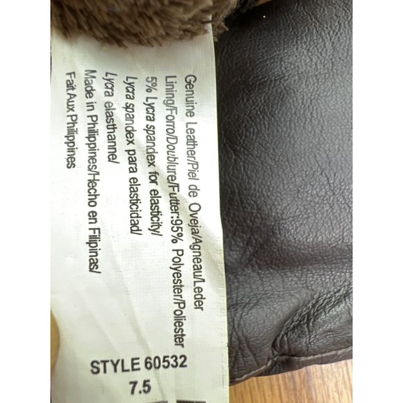 Vintage Aris 115 Classic Brown Leather Gloves Fur Lining - Picture 4 of 5